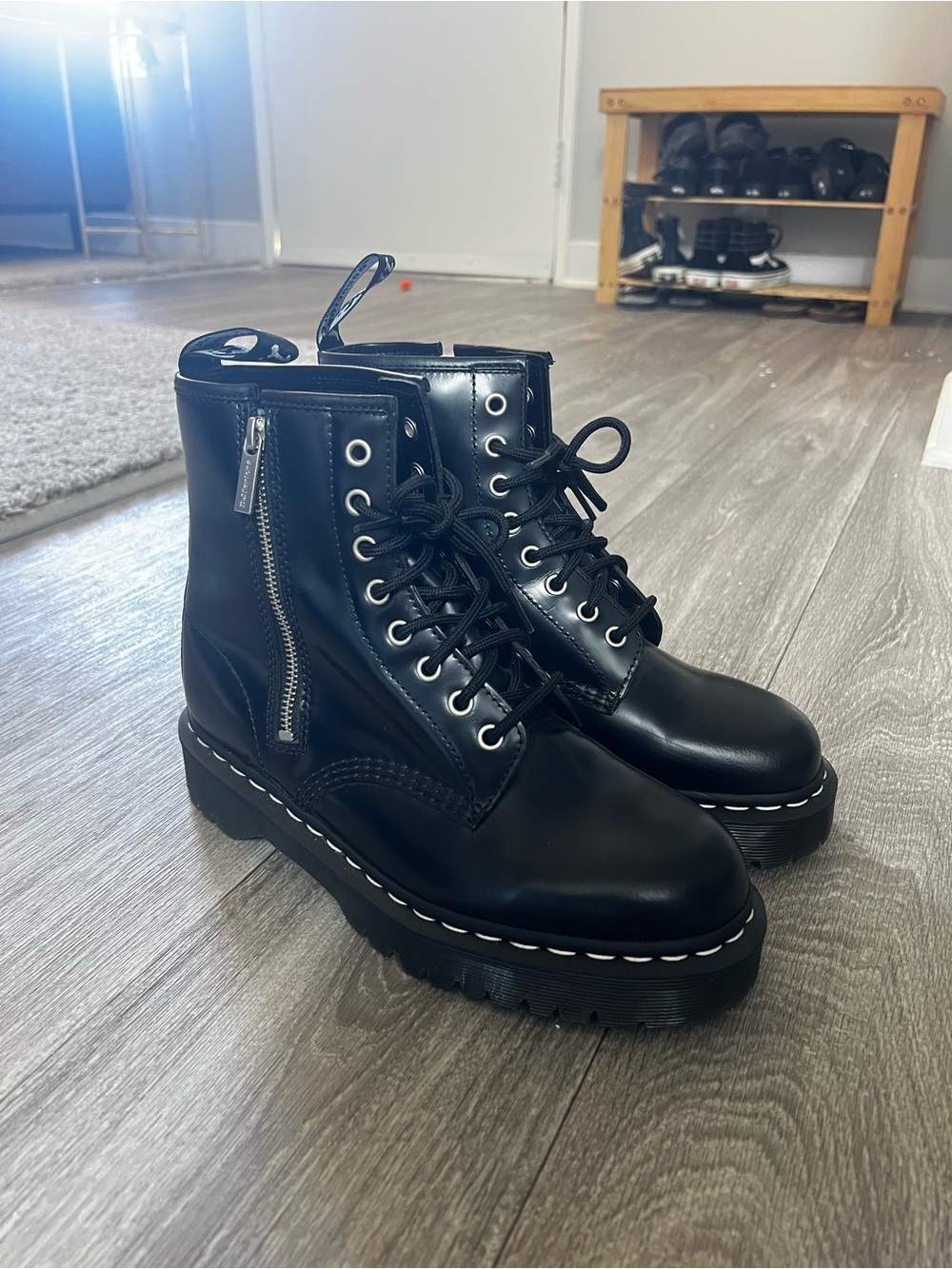 Dr. Martens 1460 bex LACE AND ZIP SMOOTH LEATHER BOOTS
